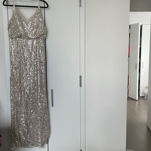 Adrianna Papell gold sequene dress